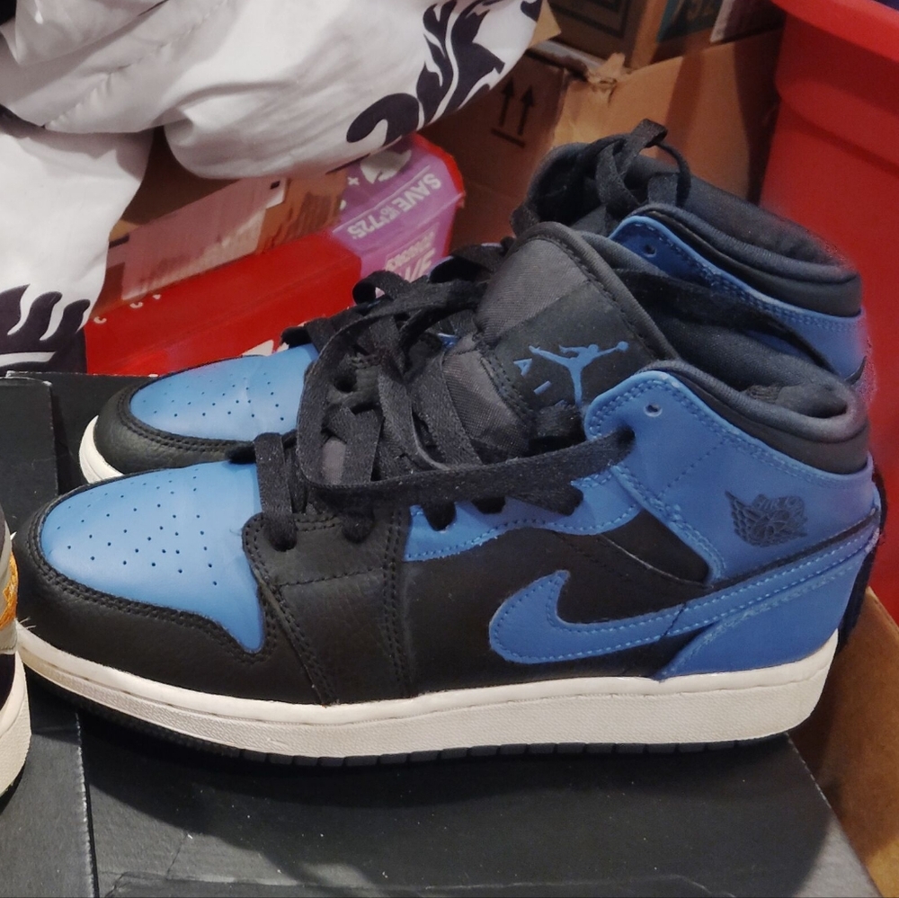 Black and Blue High-Top Sneakers
